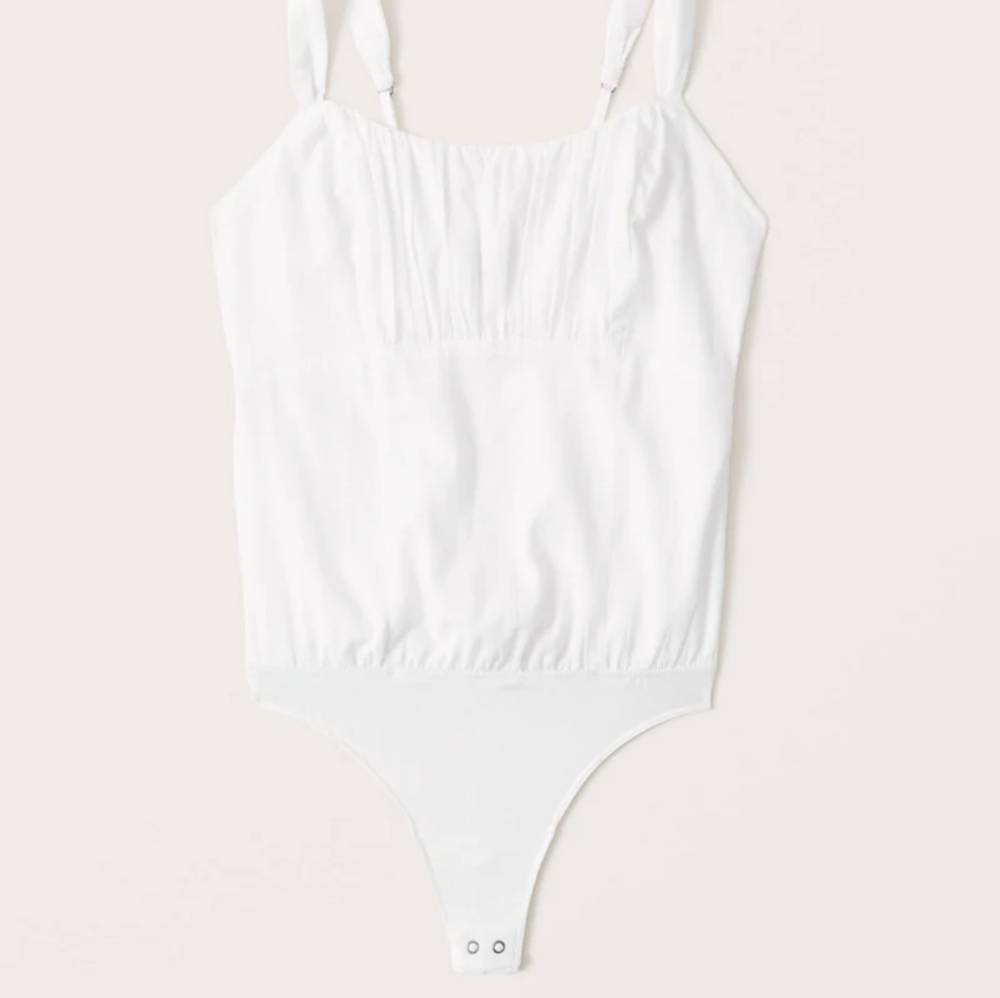 White Cami Ruched Bodysuit
